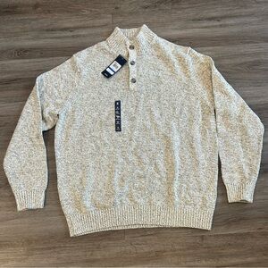 Izod Men's Cream Marled Quarter-Zip Sweater